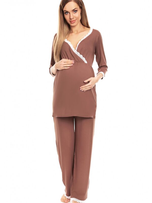 Piżama Ciążowa Model 0136 Cappuccino - PeeKaBoo