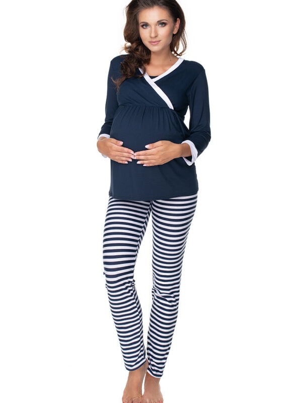 Piżama Ciążowa Model 0150 Navy/White - PeeKaBoo
