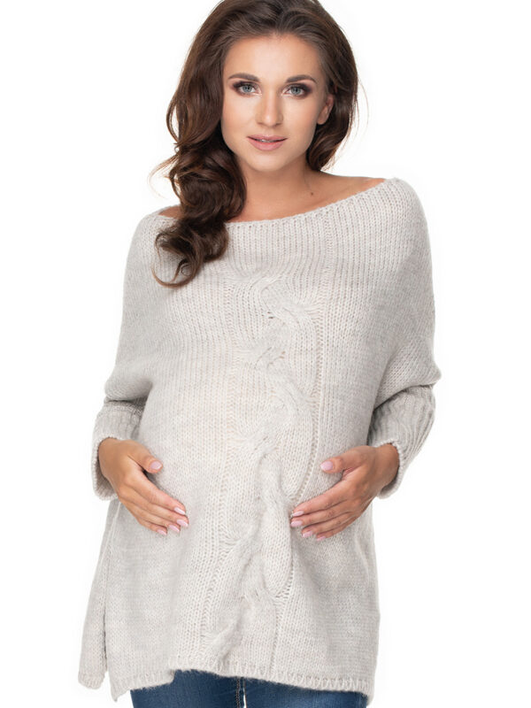 Sweter Ciążowy Model 30075 Light Grey - PeeKaBoo
