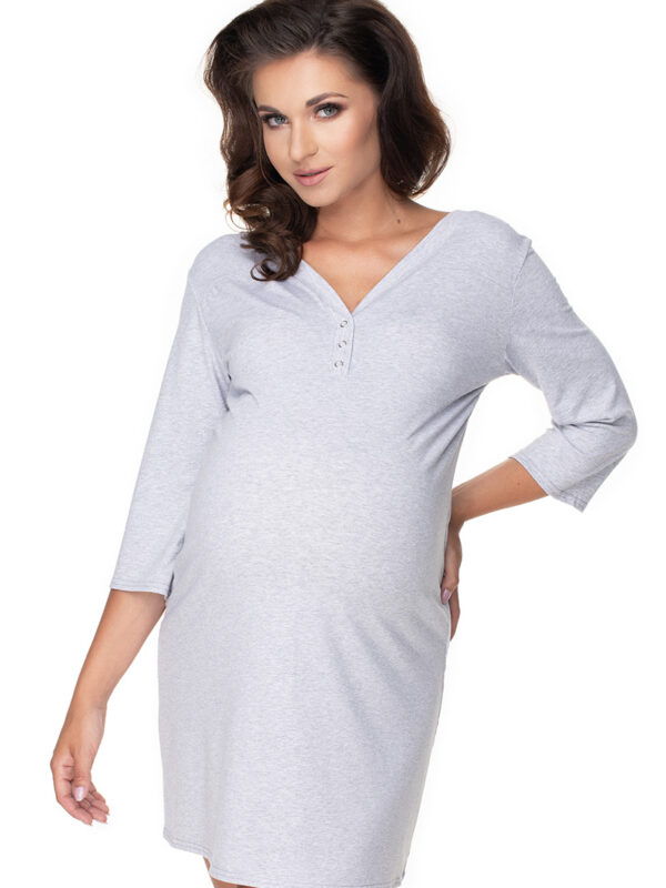 Koszula Nocna Ciążowa Model 0157 Grey - PeeKaBoo