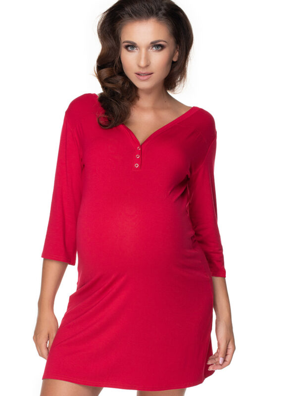 Koszula Nocna Ciążowa Model 0157 Bordo - PeeKaBoo