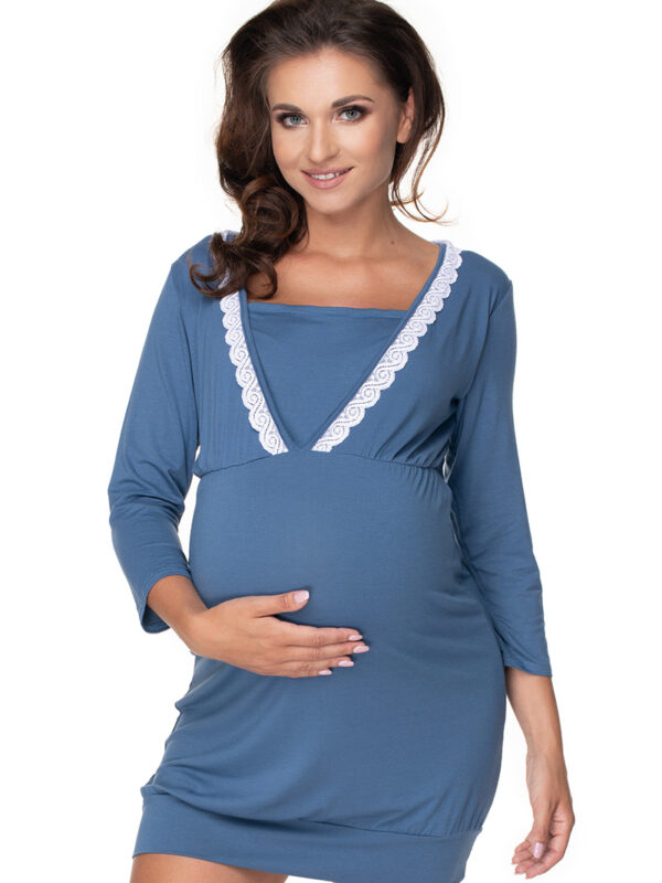 Koszula Nocna Ciążowa Model 0155 Blue - PeeKaBoo