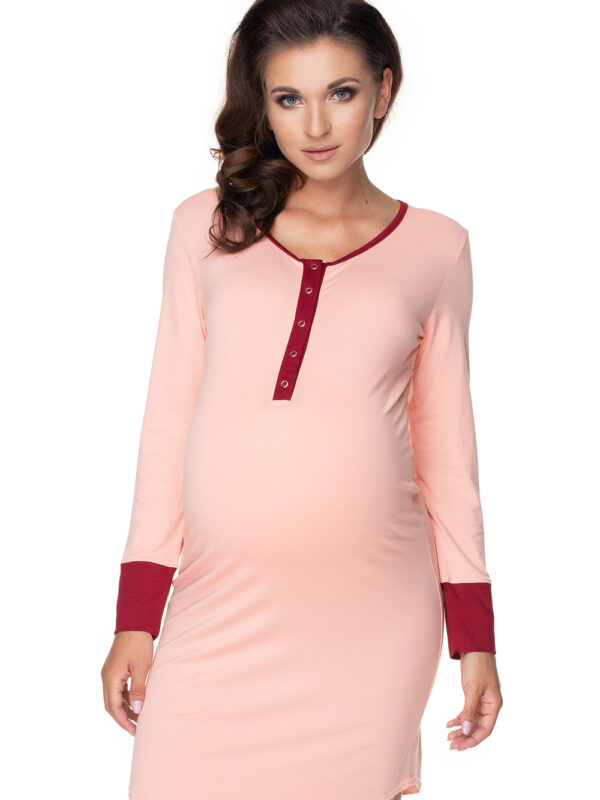 Koszula Nocna Ciążowa Model 0160 Powder Pink - PeeKaBoo