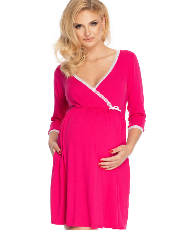 Koszula Nocna Ciążowa Model 0178 Fuksja - PeeKaBoo