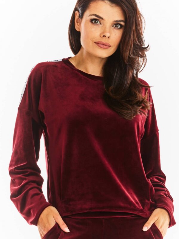 Bluza Damska Model A374 Bordo Welur - awama