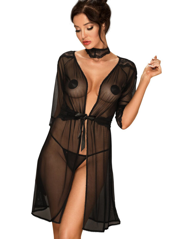 Komplet Peniuar Model Lutica Black - Obsessive