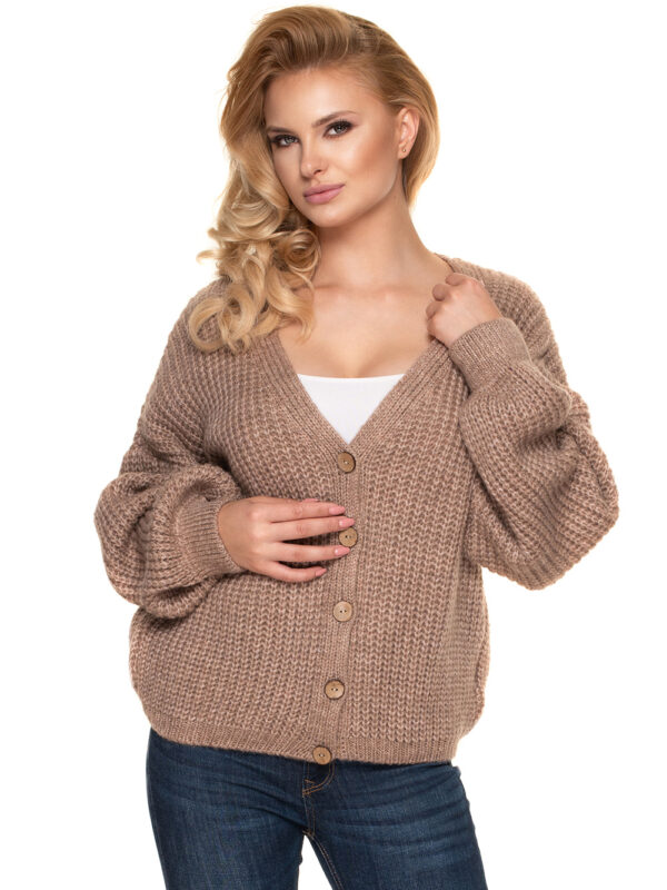 Sweter Kardigan Model 30077 Cappuccino - PeeKaBoo