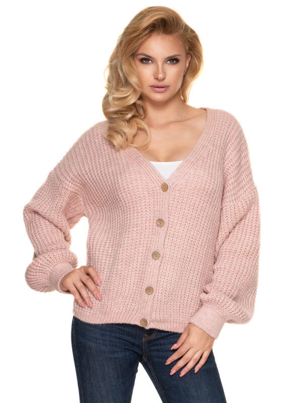 Sweter Kardigan Model 30077 Blady Róż - PeeKaBoo