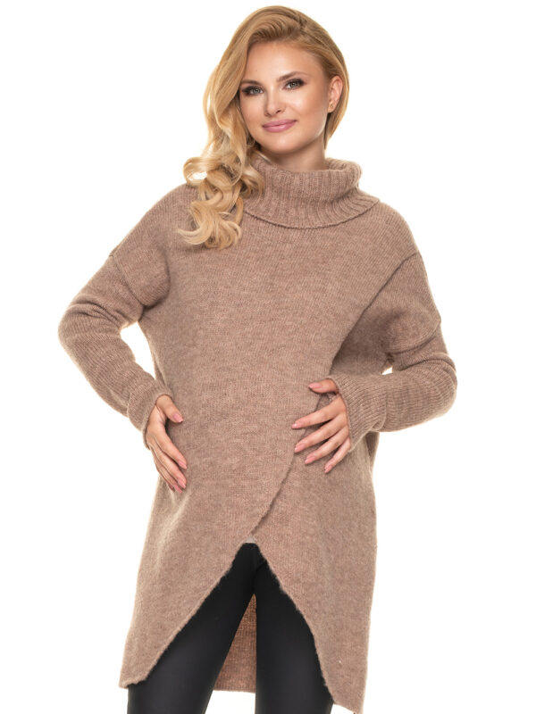 Sweter Ciążowy Model 30078 Cappuccino - PeeKaBoo