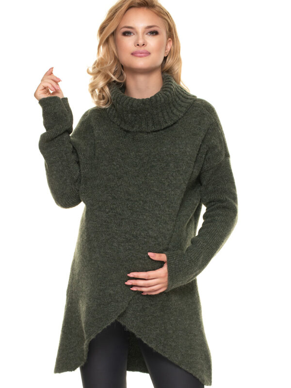 Sweter Ciążowy Model 30078 Khaki - PeeKaBoo