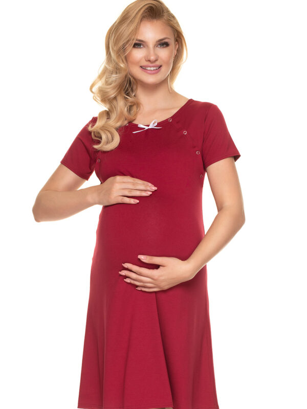 Koszula Nocna Ciążowa Model 0198 Bordo - PeeKaBoo