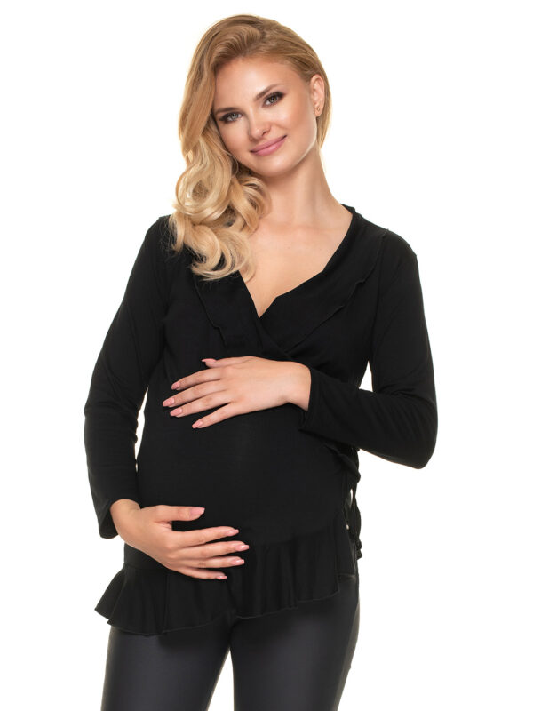 Bluzka Ciążowa Model 0185 Black - PeeKaBoo