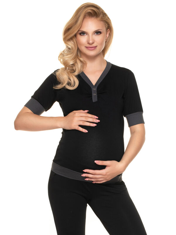 Piżama Ciążowa Model 0184 Black - PeeKaBoo
