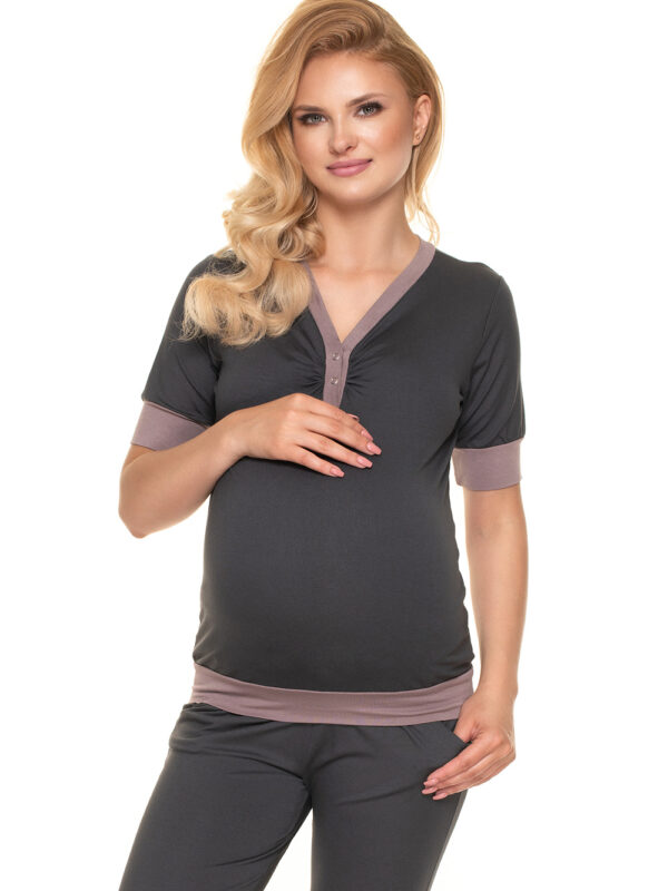 Piżama Ciążowa Model 0184 Grafit - PeeKaBoo