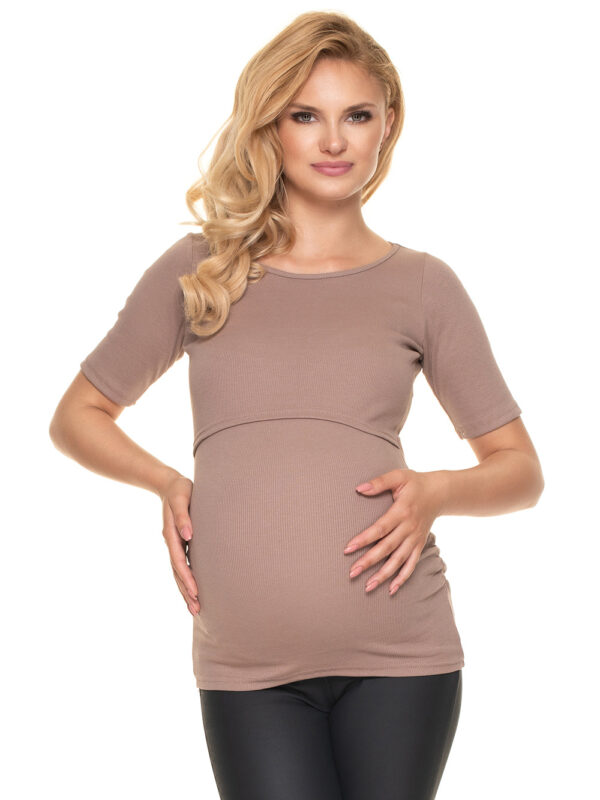 Bluzka Ciążowa Model 1717 Cappuccino - PeeKaBoo