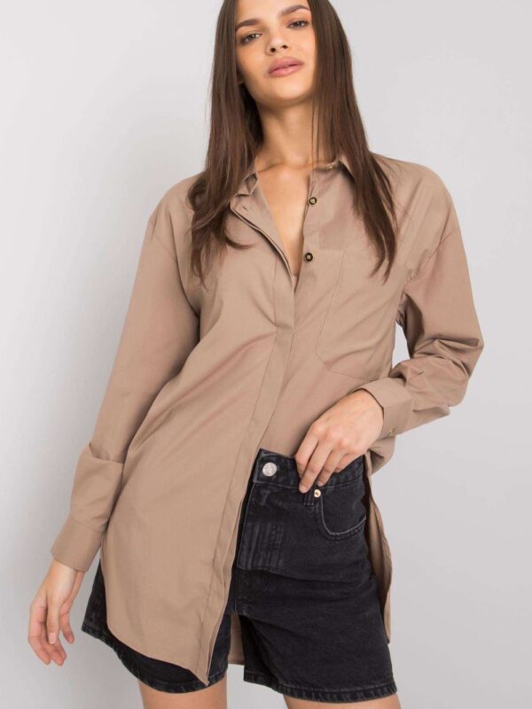 Koszula Damska Model EM-KS-005.34 Dark Beige - Ex Moda