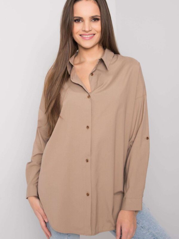 Koszula Damska Model EM-KS-004.42 Dark Beige - Ex Moda
