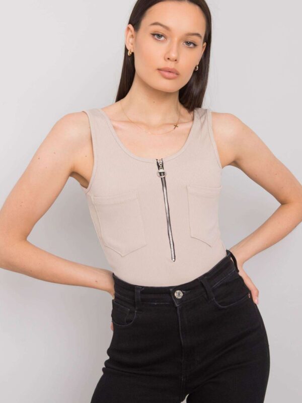 Koszulka Top MOdel DHJ-TP-13287.36P Beige - Italy Moda