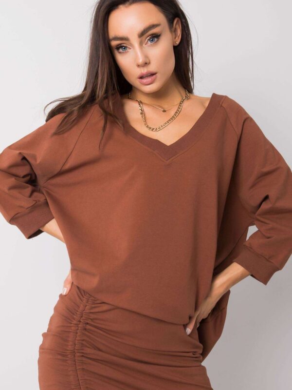 Bluza Damska Model RV-BL-5676.09 Dark Brown - Rue Paris