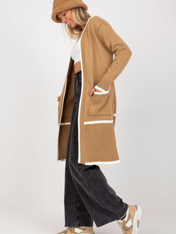 Sweter Kardigan Model LC-SW-0340.42P Dark Beige - Rue Paris