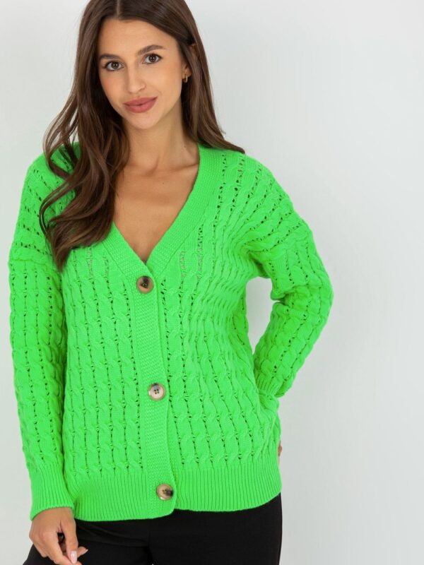 Sweter Kardigan Model LC-SW-8036.74P Fluo Green - Rue Paris