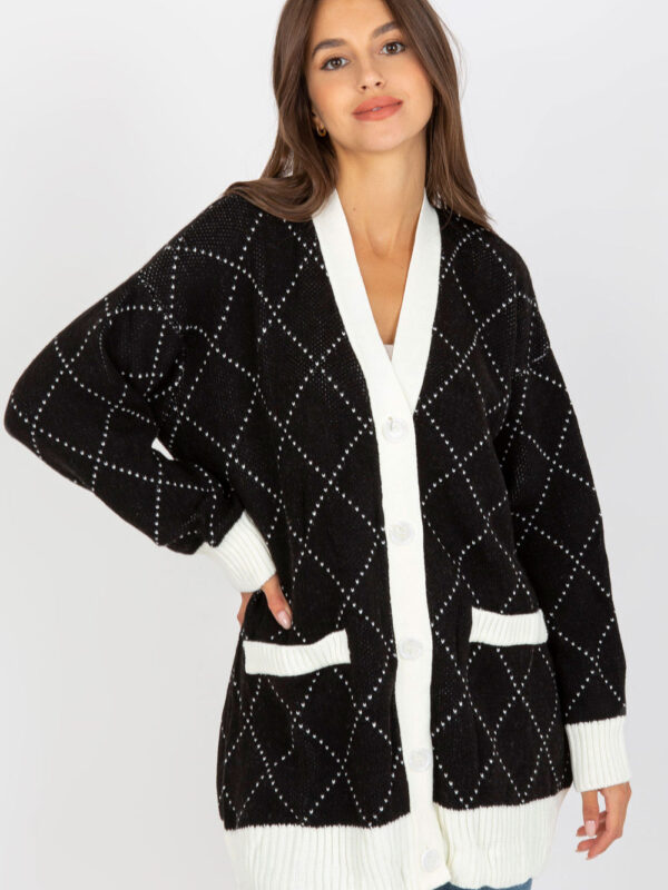 Sweter Kardigan Model LC-SW-0258.03P Black - Rue Paris