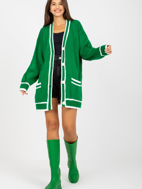 Sweter Kardigan Model LC-SW-0333.06X Green - Rue Paris