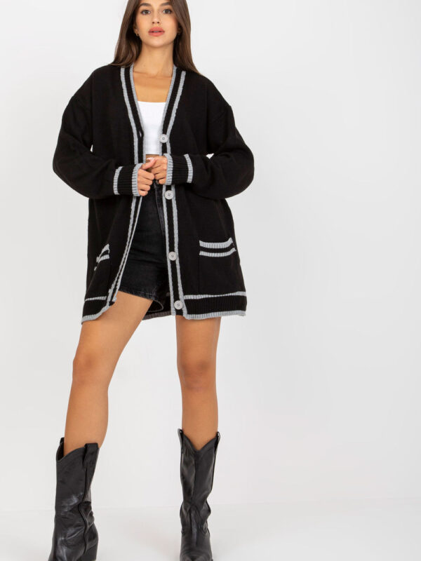 Sweter Kardigan Model LC-SW-0333.06X Black - Rue Paris