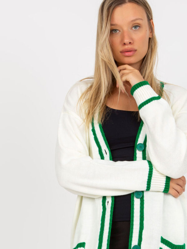 Sweter Kardigan Model LC-SW-0333.06X Ecru - Rue Paris