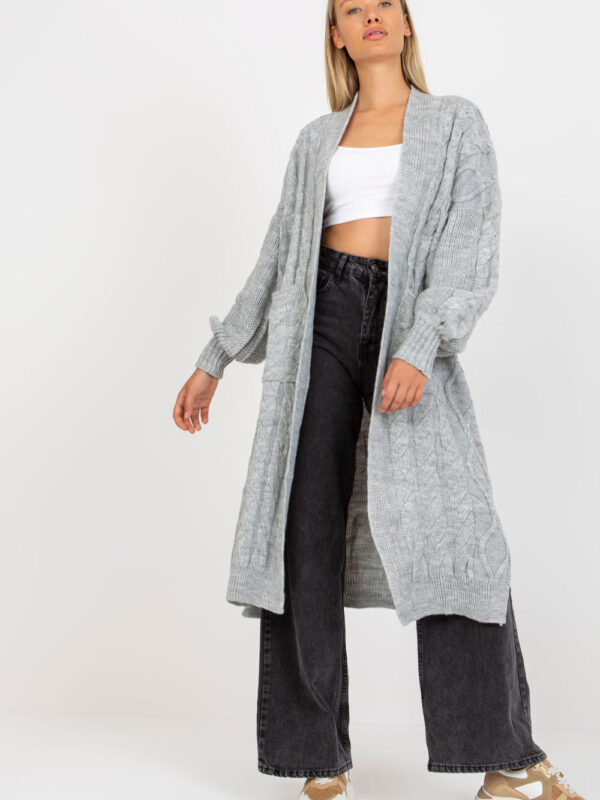 Sweter Kardigan Model LC-SW-8032.34P Grey - Rue Paris