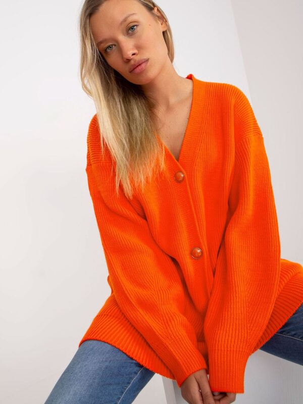 Sweter Kardigan Model LC-SW-0267.06X Orange - Rue Paris