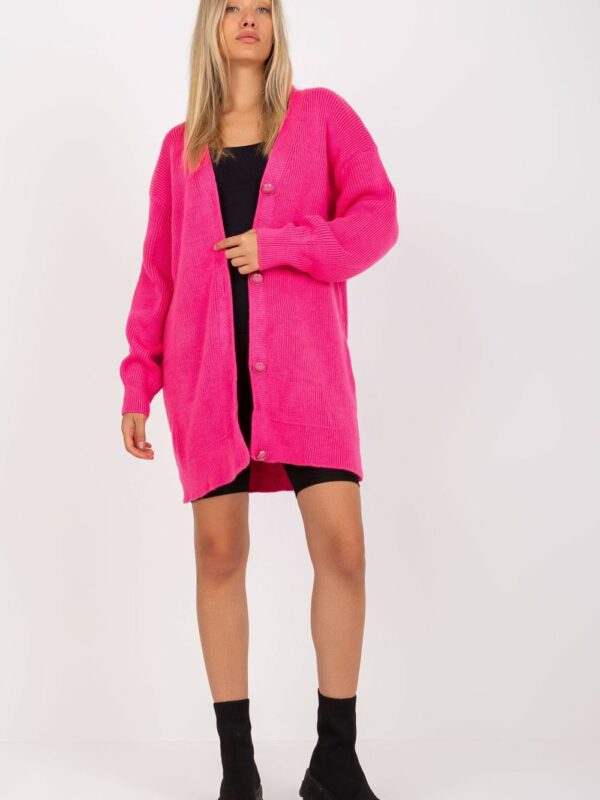 Sweter Kardigan Model LC-SW-0267.06X Fluo Pink - Rue Paris