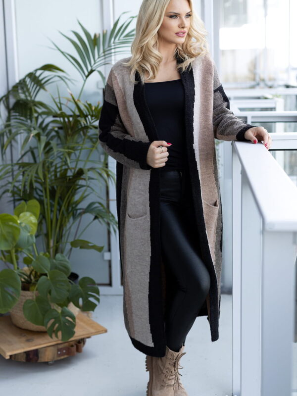 Sweter Kardigan Model 30087 Black/Cappuccino - PeeKaBoo