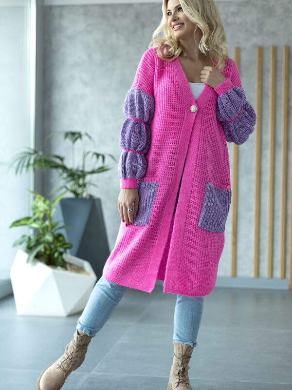 Sweter Kardigan Model 30086 Neon Pink - PeeKaBoo