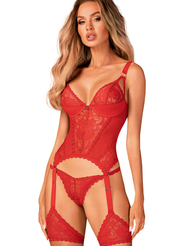 Komplet Gorset Model Belovya Red - Obsessive