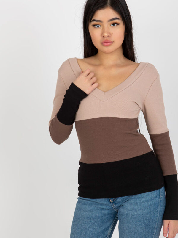 Bluzka Model RV-BZ-8429.31P Black/Beige - Rue Paris
