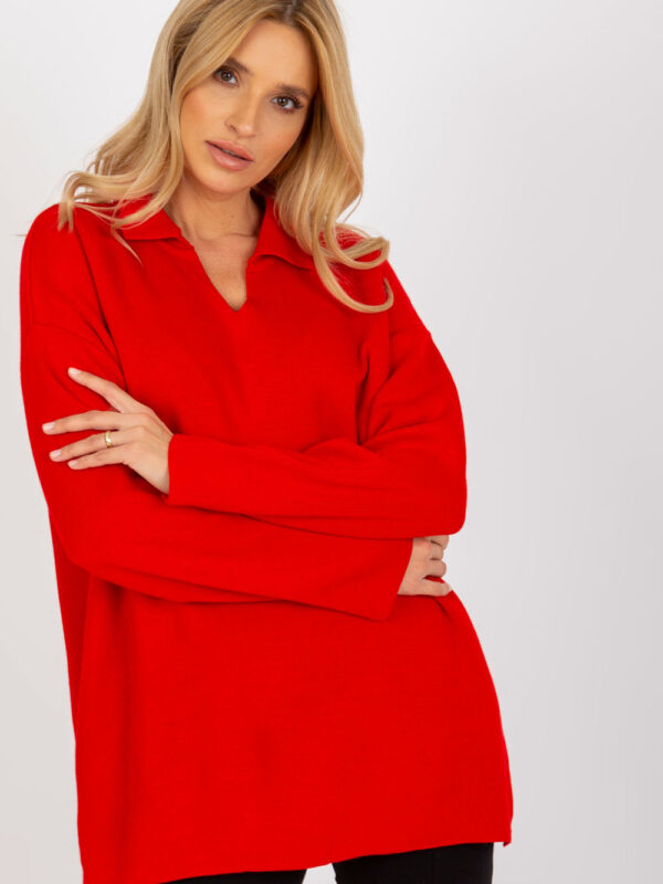 Sweter Damski Model LC-SW-2261.00P Red - Rue Paris