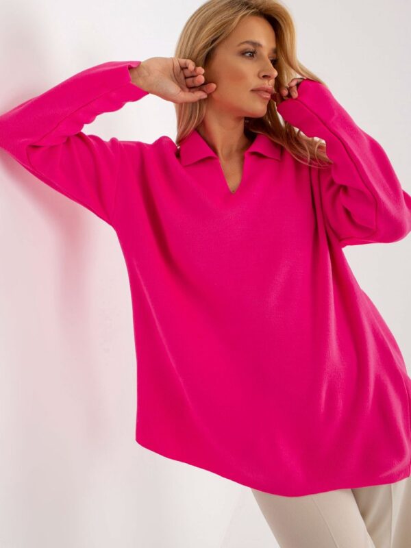 Sweter Damski Model LC-SW-2261.00P Fluo Pink - Rue Paris