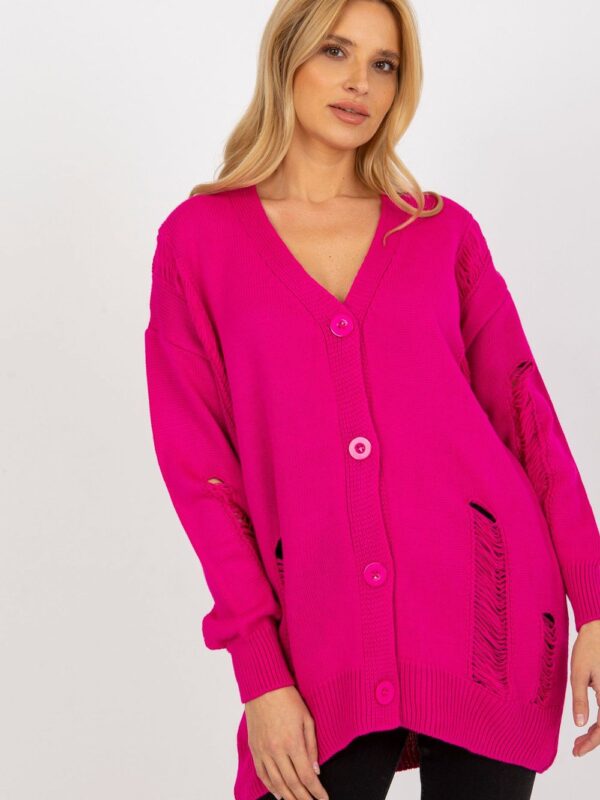 Sweter Kardigan Model LC-SW-8042.08X Fuksja - Rue Paris