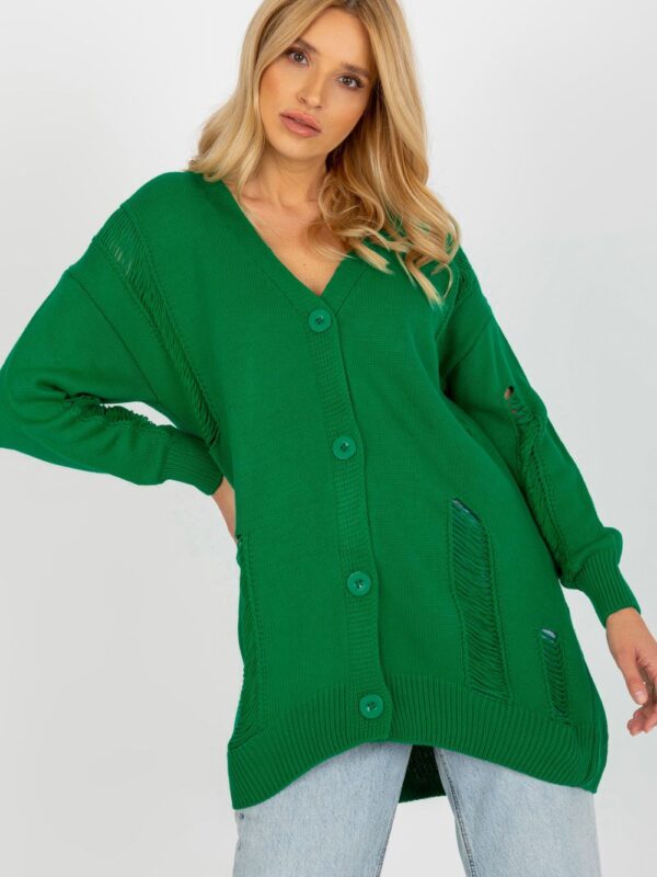 Sweter Kardigan Model LC-SW-8042.12X Green - Rue Paris