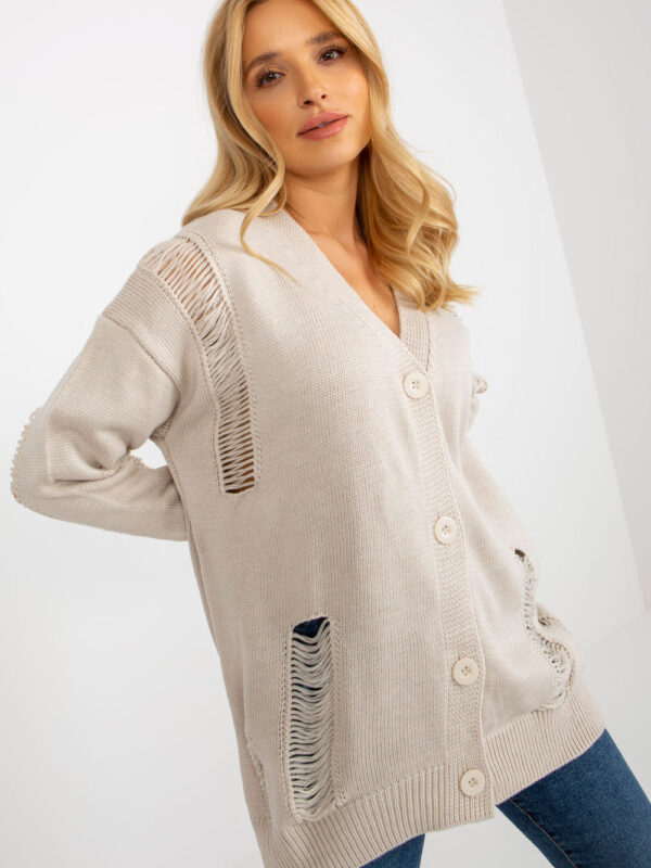 Sweter Kardigan Model LC-SW-8042.04X Beige - Rue Paris