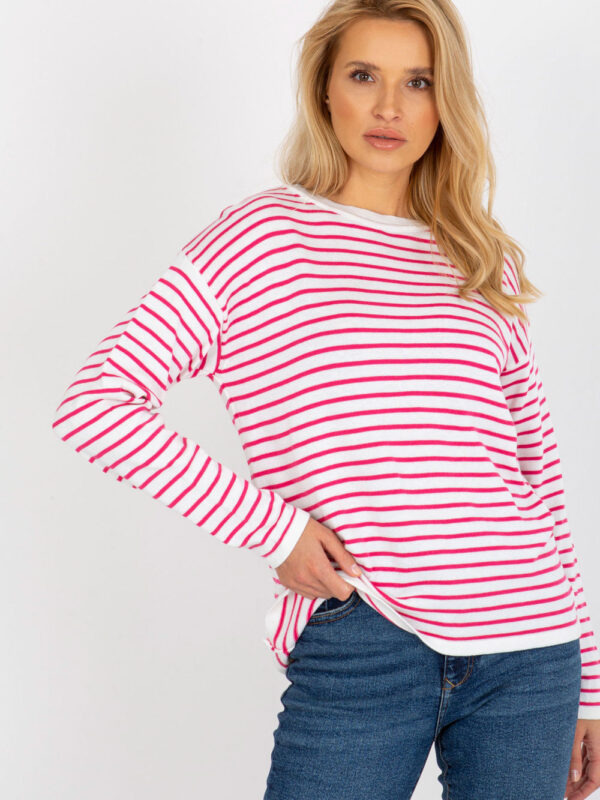 Sweter Damski Model LC-SW-6006.22 White/Pink - Rue Paris