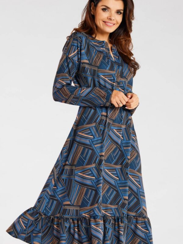 Sukienka Model A468 Navy/Brown Pattern - awama