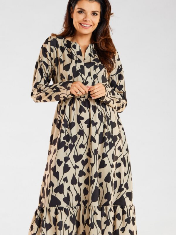 Sukienka Model A468 Beige/Black Hearts - awama