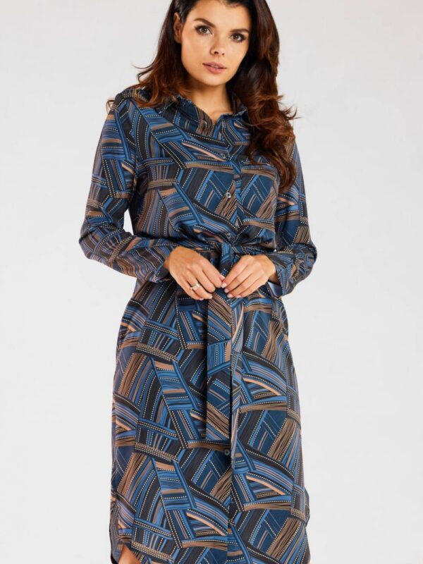Sukienka Model A465 Navy/Brown Pattern - awama