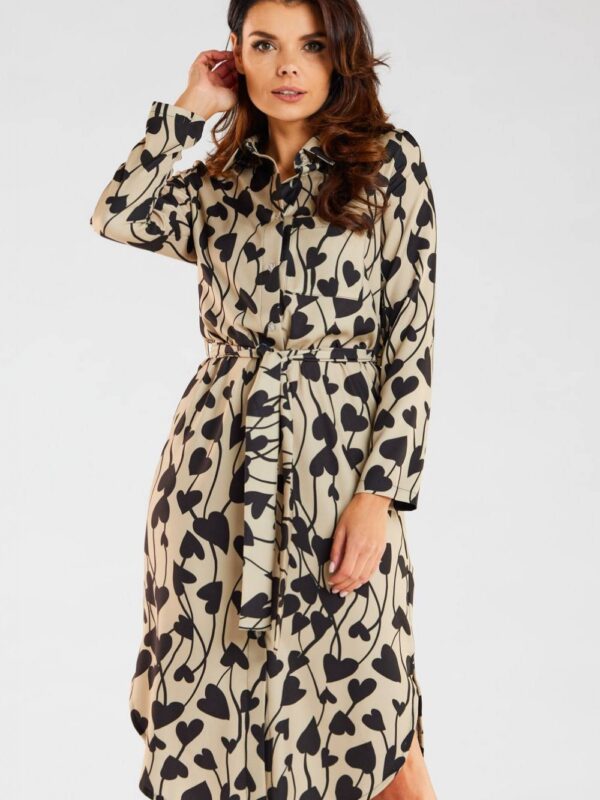 Sukienka Model A465 Beige/Black Hearts - awama
