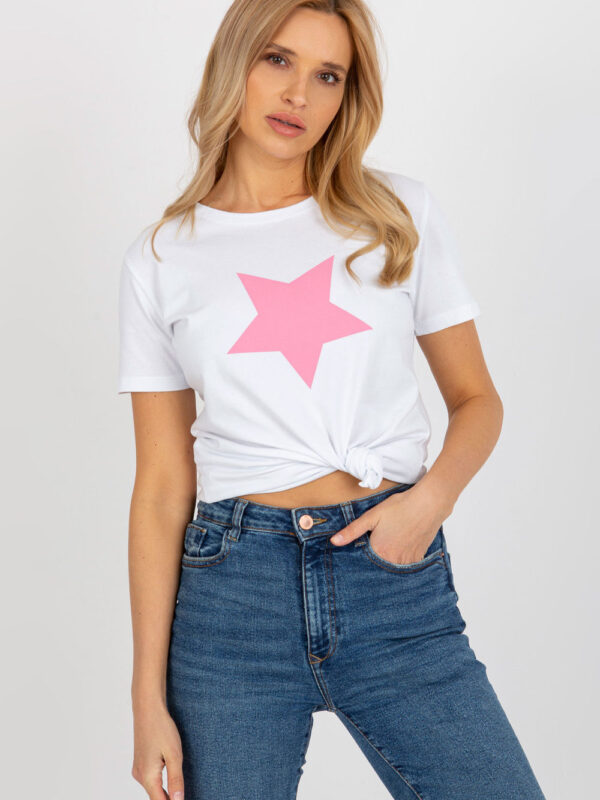 T-shirt Damski Model RV-TS-8626.00 White/Pink - BFG