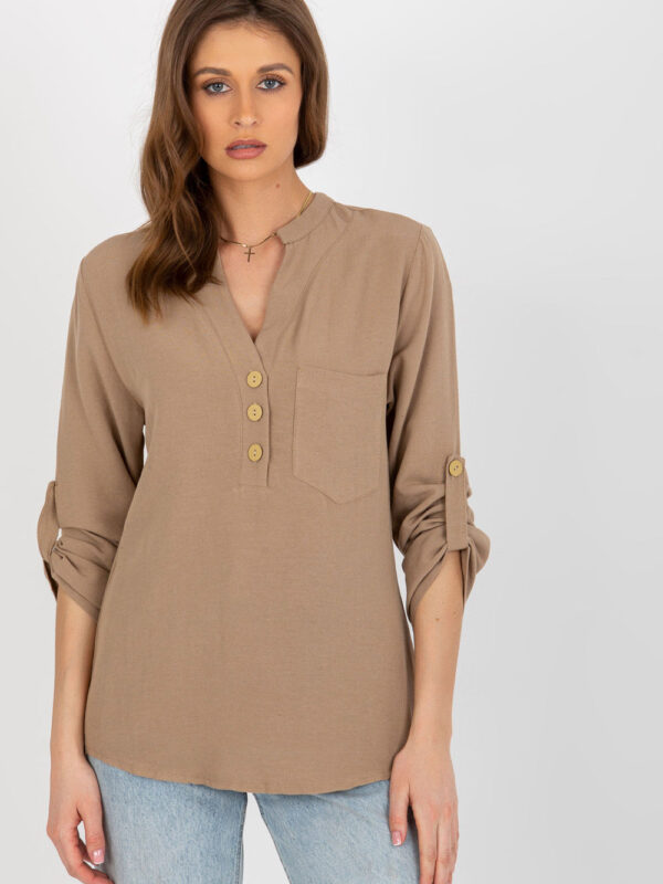 Bluzka Model WN-KS-VE51.11X Dark Beige - Rue Paris