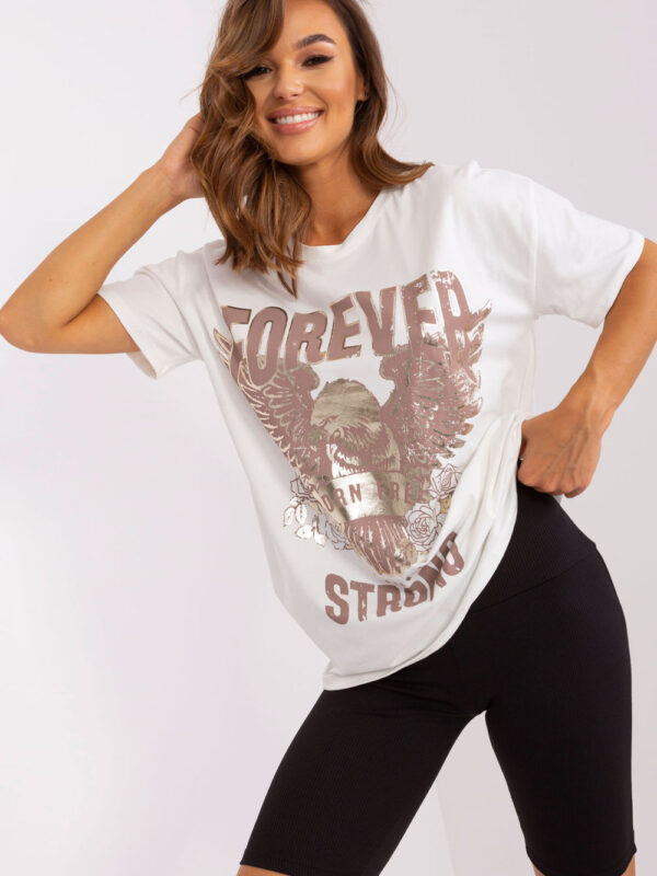 T-shirt Damski Model TW-TS-OB057.50 Ecru - Och Bella