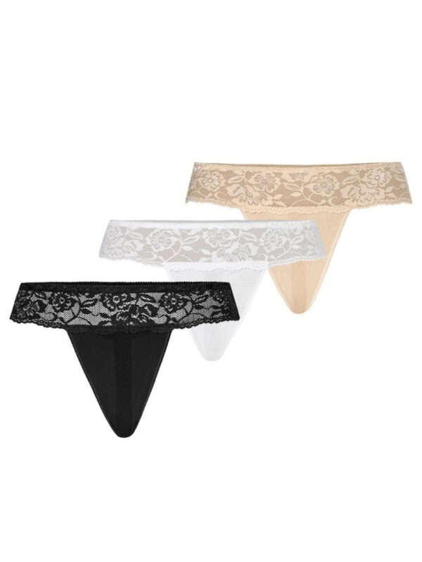 Stringi Komplet stringi Model Comfo 318-3 Black/White/Beige - Teyli